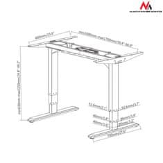 Maclean Električna pisalna miza Maclean, nastavljiva po višini, brez vrha, sive barve za stoječe-sedeče delo, max višina 125 cm, max 100 kg, M