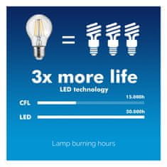 Maclean Žarnica Maclean, Filament LED E27, 6W, 230V, WW topla bela 3000K, 600lm, Retro Edison okras A60, MCE267