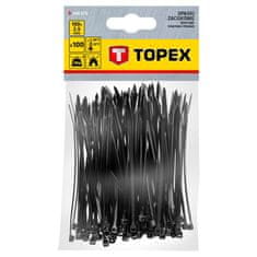 Topex Kabelske vezice 2,5 x 100 mm, 100 kos, črne