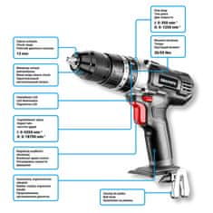 Graphite Akumulatorski vrtalni vijačnik z udarcem Energy+ 18V, Li-Ion, 13 mm vpenjalna glava, brez baterije