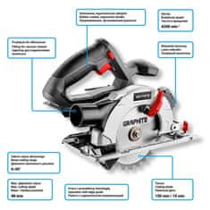 Graphite Energy+ 18V akumulatorska krožna žaga, Li-Ion, 150 x 10 mm list, brez baterije
