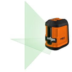 NEO Cross line laser 15 m, zelen, nosilec, etui