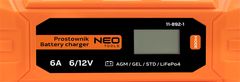 NEO Avtomatski usmernik 6A/100W, 3-150Ah, za svinčeno kislinske / AGM / GEL baterije