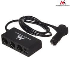 Maclean Razdelilnik vtičnic za avtomobilski vžigalnik Maclean, voltmeter, 3 vtičnice za vžigalnik, 4xUSB, 4,8A, max 120W, črn, gumiran