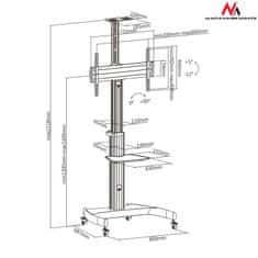 Maclean Maclean profesionalni voziček za stojalo, aluminij, nastavljiv, za TV na kolesih, max VESA 600x400, max 50 kg, MC-801