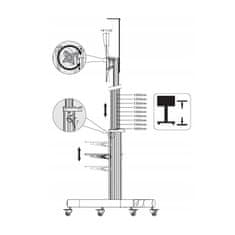 Maclean Maclean profesionalni voziček za stojalo, aluminij, nastavljiv, za TV na kolesih, max VESA 600x400, max 50 kg, MC-801