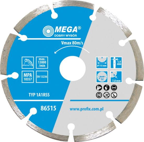 MEGA Segmentirani diamantni disk (material popka) 180*2,4*7,7,2*22,2