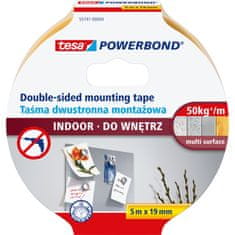 Tesa Powerbond montažni trak, prozoren, za notranjo uporabo, 5 m: 19 mm