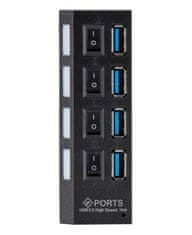 slomart AK244B Hub USB 3.0 4 vrata č/b