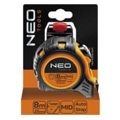 NEO Zvit jekleni meter 8 m x 25 mm, priklop, kavelj