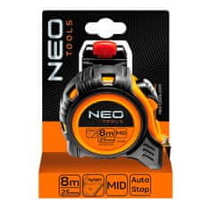 NEO Zvit jekleni meter 8 m x 25 mm, priklop, kavelj