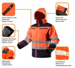 NEO Opozorilna softshell delovna jakna s kapuco, oranžna, velikost M