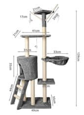 Purlov Mačje drevo 138 cm, sive barve