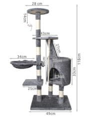 Purlov Mačje drevo 118 cm, sive barve