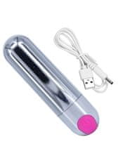 Ero Vibrator-Strong Bullet Vibrator Silver/Pink USB 10 funkcij