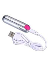 Ero Vibrator-Strong Bullet Vibrator Silver/Pink USB 10 funkcij