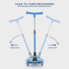 JOJOY® Otroški skiro, Otroški skuter, Trikolesni skiro, LED osvetlitev, Ergonomska zasnova (2 kosa, Modra) | F2LASHRIDE