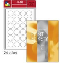 Okrogle etikete S&K Label-bele barve, premer 40 mm, 2400 kosov
