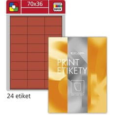 Univerzalne etikete S&K Label, rdeče70x36 mm, 2400 kosov