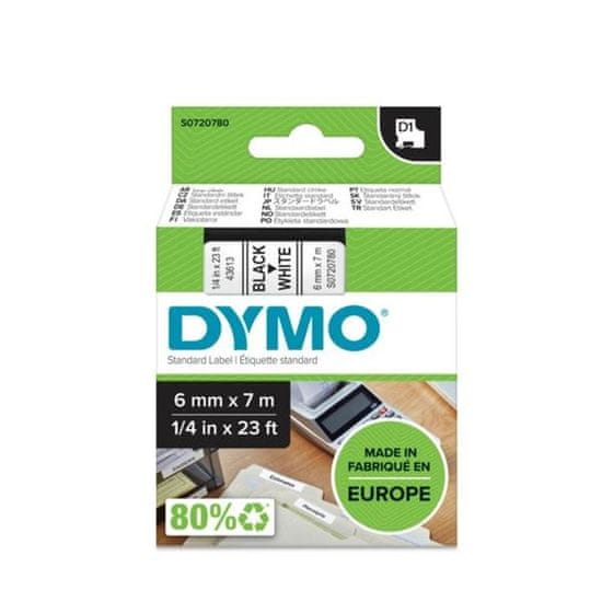 Dymo Trak D1 širine 6 mm, črno-beli