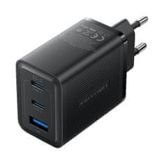 Vention Stenski polnilec, Vention, FERB0-EU, 2xUSB-C, USB- A, 65W/65W/30W, GaN (črn)