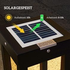 OUTSUNNY Solarna Vrtna Svetilka, Potna Svetilka, Led Zunanja Svetilka S Svetlobnim Senzorjem, Vodotesna Vrtna Svetilka Ip44, Za Balkon, Teraso, Kovina, Črna 