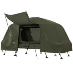 OUTSUNNY Camping Bed S Šotorom Camping Bed Raised Dome Šotor Z Uv Zaščito Vključno S Torbo Za Prenašanje, Dežno Prevleko, Nastavljivimi Nogami, Green Oxford 215 X 80 X 125 Cm 