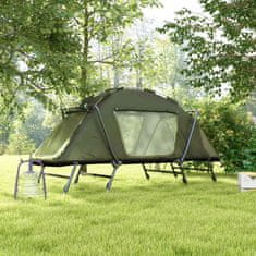 OUTSUNNY Camping Bed S Šotorom Camping Bed Raised Dome Šotor Z Uv Zaščito Vključno S Torbo Za Prenašanje, Dežno Prevleko, Nastavljivimi Nogami, Green Oxford 215 X 80 X 125 Cm 