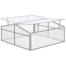 OUTSUNNY Cold Frame Aluminij 100X100X48Cm Dvignjena Postelja Z Nastavljivo Streho, Uv Zaščita, Mini Rastlinjak Za Vrt In Balkon, Srebrna 