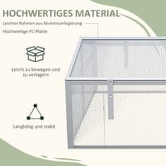 OUTSUNNY Cold Frame Aluminij 100X100X48Cm Dvignjena Postelja Z Nastavljivo Streho, Uv Zaščita, Mini Rastlinjak Za Vrt In Balkon, Srebrna 