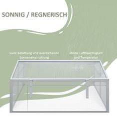 OUTSUNNY Cold Frame Aluminij 100X100X48Cm Dvignjena Postelja Z Nastavljivo Streho, Uv Zaščita, Mini Rastlinjak Za Vrt In Balkon, Srebrna 