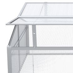 OUTSUNNY Cold Frame Aluminij 100X100X48Cm Dvignjena Postelja Z Nastavljivo Streho, Uv Zaščita, Mini Rastlinjak Za Vrt In Balkon, Srebrna 