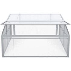 OUTSUNNY Cold Frame Aluminij 100X100X48Cm Dvignjena Postelja Z Nastavljivo Streho, Uv Zaščita, Mini Rastlinjak Za Vrt In Balkon, Srebrna 