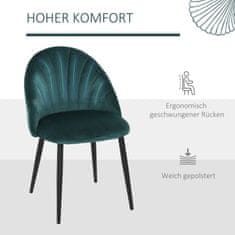 HOMCOM Komplet Stolov Za Jedilnico 2 Modernih Kuhinjskih Stolov Skandi Design Stol Za Dnevno Sobo Oblazinjen Stol Pisarniški Stol Velvet Metal Green 52X54X79Cm 