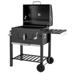 OUTSUNNY Grill Cart Žar Na Oglje Bbq Stoječi Žar, Nerjaveče Jeklo, Črn, 113X65X108 Cm 