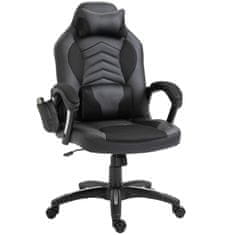 HOMCOM Gaming Chair Pisarniški Stol S Funkcijo Toplote 6 Vibracijskih Točk Ergonomski Vrtljivi Stol Masažni Stol Umetno Usnje Črna Š68 X G69 X V (108-117) Cm 