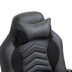 HOMCOM Gaming Chair Pisarniški Stol S Funkcijo Toplote 6 Vibracijskih Točk Ergonomski Vrtljivi Stol Masažni Stol Umetno Usnje Črna Š68 X G69 X V (108-117) Cm 