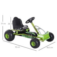 HOMCOM Otroški Gokart Avto Na Pedala Otroško Vozilo Z Nastavljivim Sedežem Vozilo Na Pedala Z Ročno Zavoro Od 3 Let Zelena 95 X 66,5 X 57 Cm 