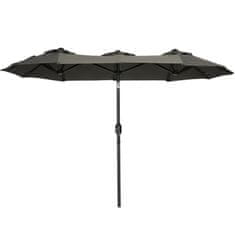 OUTSUNNY Garden Umbrella 285X147Cm Market Dežnik Z Nastavljivim Kotom Nagiba Dvojni Senčnik Wind Canopy Za Teraso Siv 