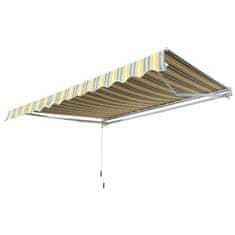 OUTSUNNY Awning Zložljiva Tenda Z Ročno Ročico Za Balkon, 2,95 X 2,45 M, Rumena/Siva, Aluminij 