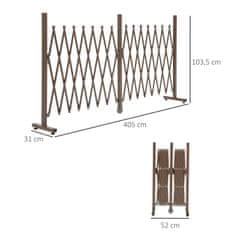 OUTSUNNY Raztegljiva Pregrada Za Škarjasta Vrata 52–405 Cm, Vrt, Aluminij, Rjava, V103,5 Cm 