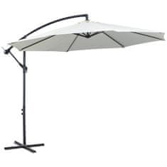 OUTSUNNY Parasol Konzolni Senčnik Z Ročico, Jekleno Ogrodje In Poliestrska Tkanina, Krem, Ø3X2,5M 