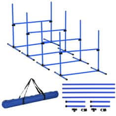 PAWHUT Agility Hurdle Set Slalom Bars Set Za Treniranje Psov 4 X Ovire, Plastika, Modra, 99X65X94 Cm 