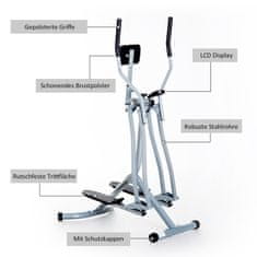 HOMCOM Cross Trainer Eliptični Trenažer Ergometer Sobno Kolo Z Lcd Zaslonom, Jeklo, Srebrna, 96X60X152 Cm 