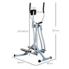 HOMCOM Cross Trainer Eliptični Trenažer Ergometer Sobno Kolo Z Lcd Zaslonom, Jeklo, Srebrna, 96X60X152 Cm 