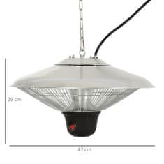 OUTSUNNY Stropni Grelnik 1500W Z Led In Daljinskim Upravljalnikom, Terase, Aluminij, Srebrna, Φ42Xv29Cm 