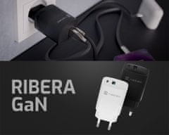 Natec Ribera GaN univerzalni polnilec, 30 W, USB-A, USB-C, črn