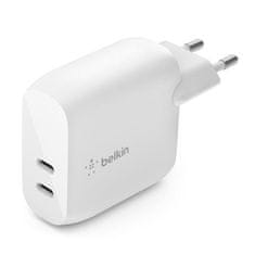 Belkin BOOST CHARGE Dual 40W USB-C Power Delivery stenski polnilnik, bel