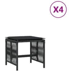 Vidaxl Vrtni stolčki z blazinami 4 kosi črni 41x41x36 cm poli ratan