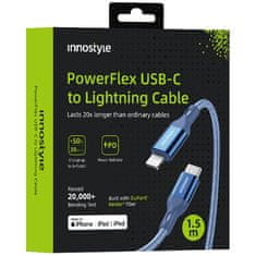 Innostyle INNOSTYLE POWERFLEX USB-C LIGHTNING MFI KABEL ZA HITRO POLNJENJE ZA IPHONE KEVLAR 2M MODRI